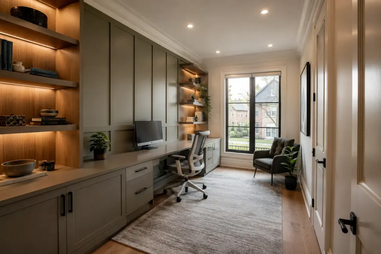 Home Office Built Ins being designed and built by Andare Homes
